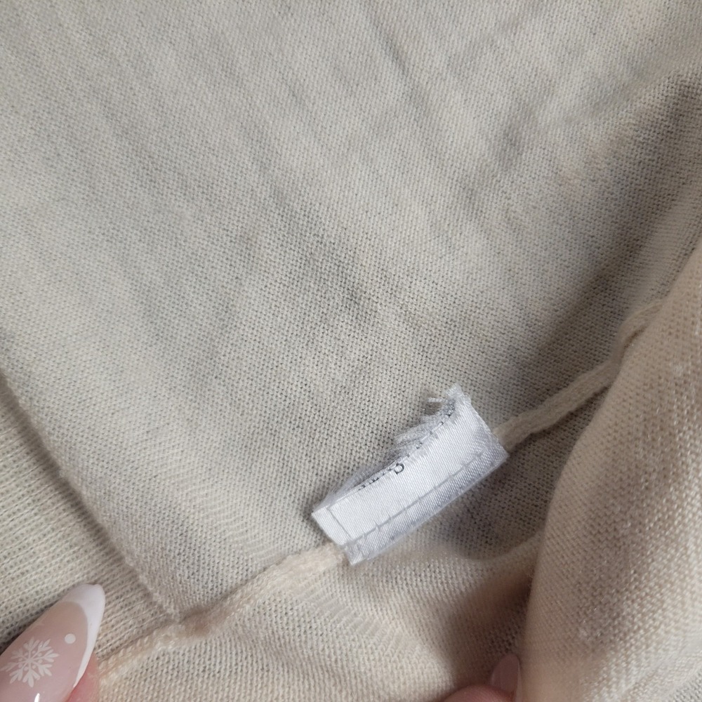 AllSaints Merino Wool Draped Cowl Neck Asymmetrical Sweater Cream Small - Picture 8 of 13